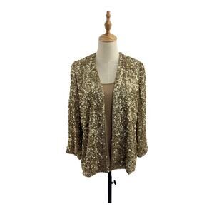 NWT Chicos Travelers Champagne Sequin Jacket with Tank, Size 0 (S/4)